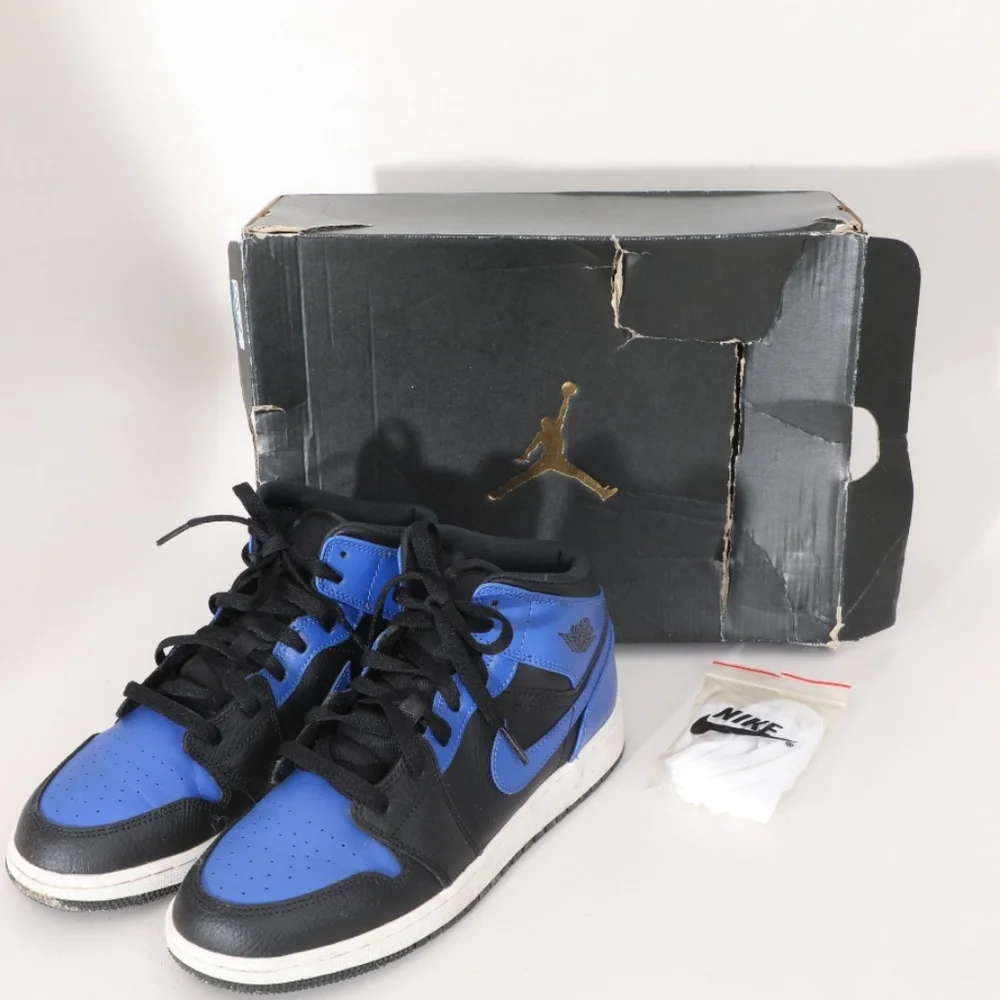 Nike Air Jordan 1 Mid Hyper Royal 555725-077 With Box, Mens Size 7